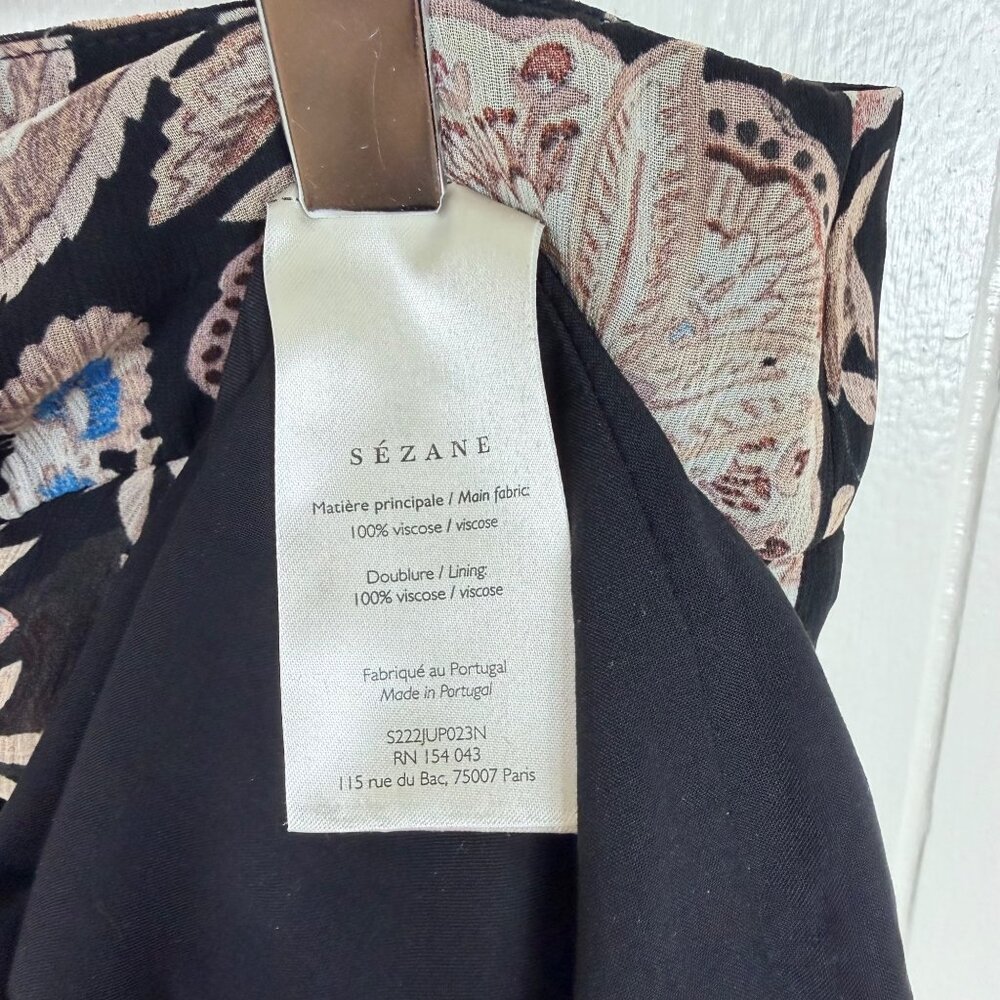 NWT Sézane Carolina Floral Black Skirt Size 46 100% Viscose Made In Portugal - Picture 6 of 13